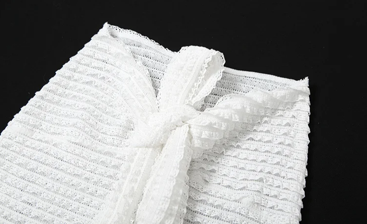 Thin Striped Knot Women 2 Piece Set Midnight Elegant Strapless Tops+Bandage Skirts 2023 Vacation Matching Clubwear