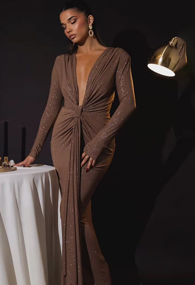 Glitter Black Deep V Neck Long Dresses Elegant Birthday Dress Evening Gowns for Women Elegant Winter 2024