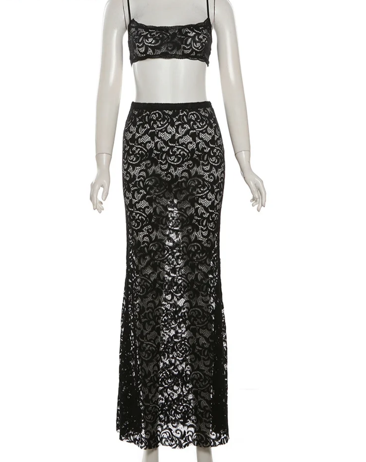 Jacquard Sexy 2 Piece Set Women Midnight Summer Trend Camisole+Skirts Stretch Hipster Nightclub Party Matching Suits