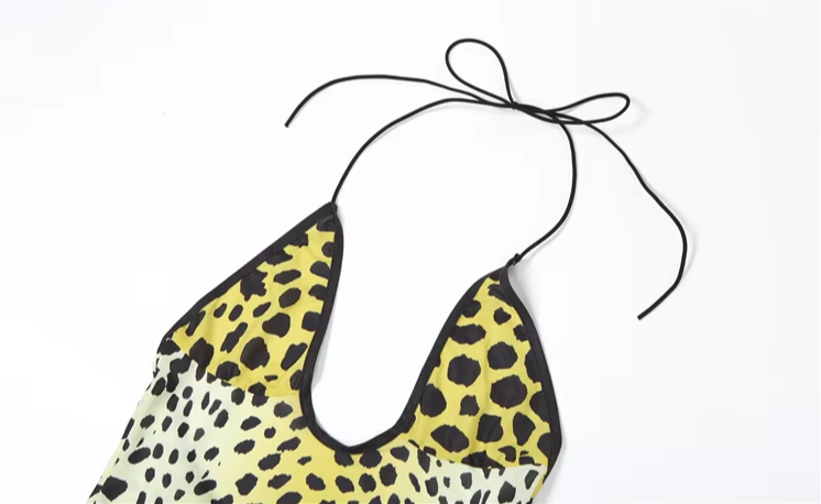 Backless Halter Dress Woman Summer Sexy Leopard-Print Chiffon Patchwork Trend Two-Way Wear Irregular-Hem Chic Bodycon