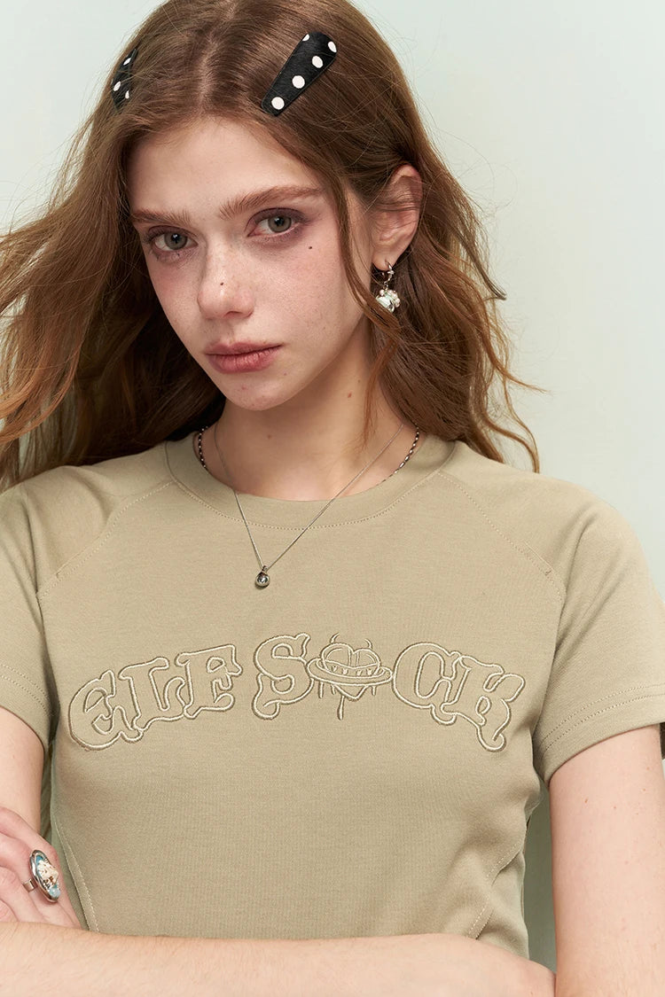 Solid Casual Crewneck T-Shirt, Basic Short Sleeve Tee, Soft Everyday Fitted Tops for Women Daily Outfit