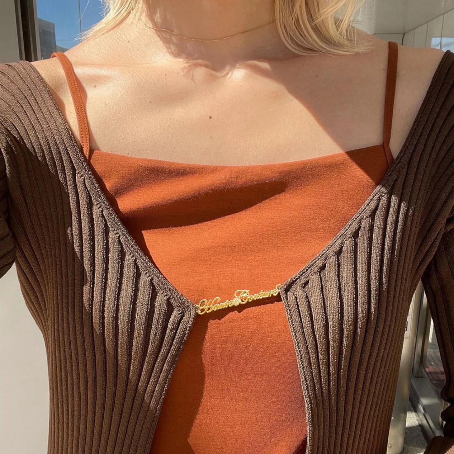 Sexy Solid Knitted Cardigan Sweater Women Y2k Gold Metal Single Button Deep V Neck Long Sleeve Crop Tops