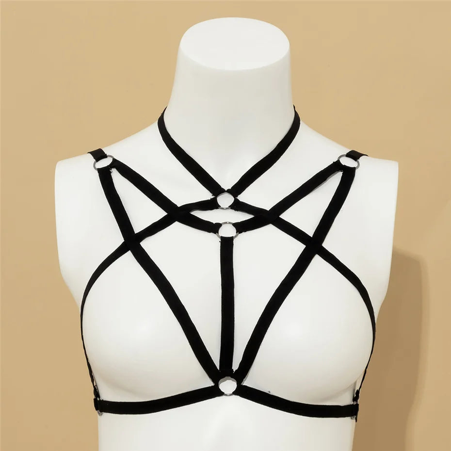 Sexy Women Cross Strappy Bra Lingerie Chest Bandage Bralette Bustier Tops Push Up Bralette Bustier Fetish Body Jewelry