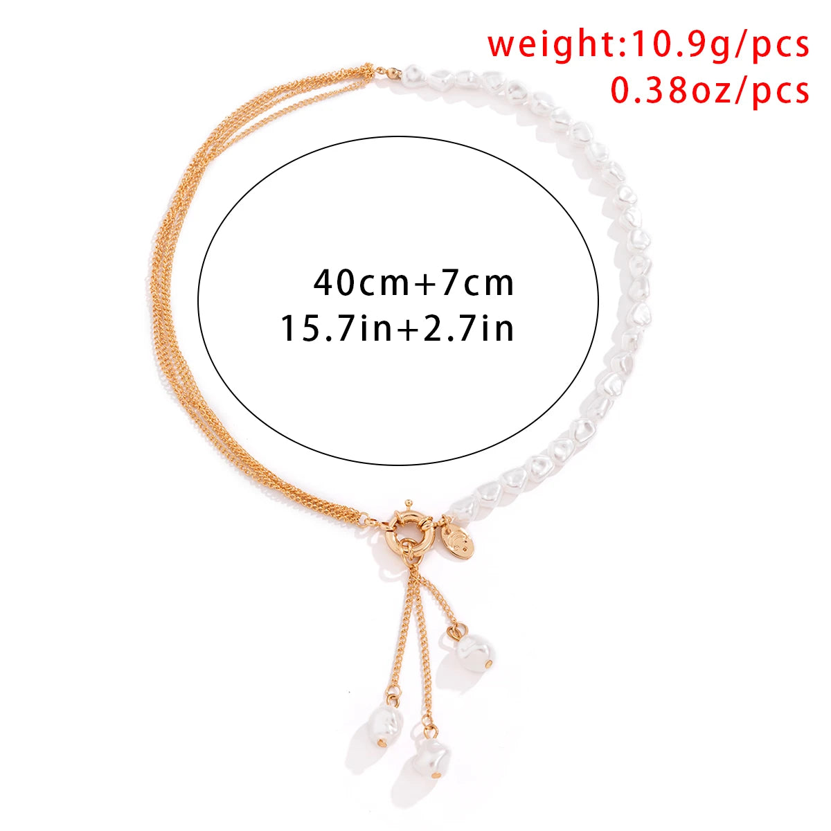 Kpop Irregular Imitatio Pearl Pendant Necklace for Women Wedding Punk Chest Tassel Chain OT Buckle Choker Party Jewelry