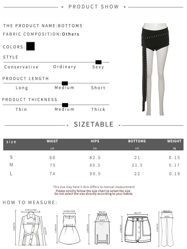 Sexy Hipster Hollow 3-Piece Set Women Biased Collar Backless Tank Tops+Rivet Waistband+Simple Shorts Midnight Suit