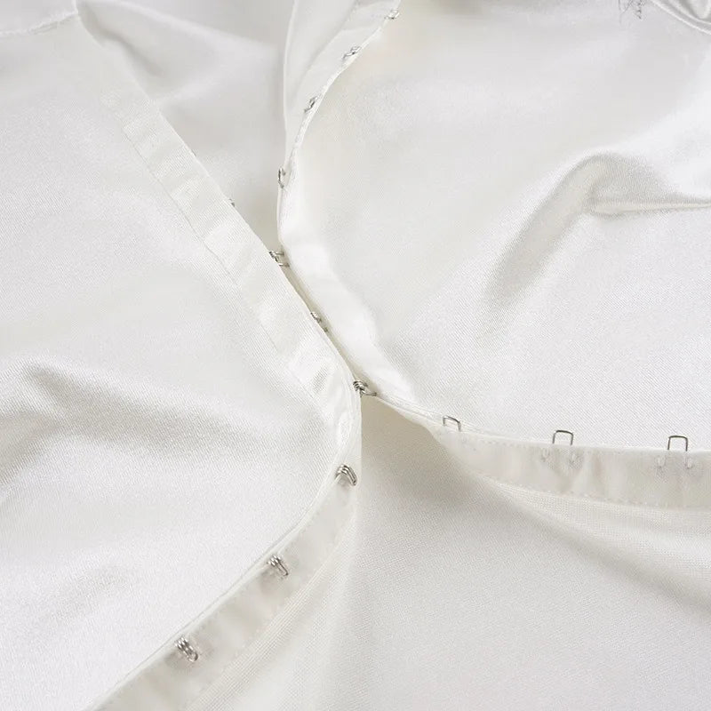 Women's Blouses and Shirts White Satin Fitted Long Sleeve Tops for Woman Clothing Autumn 2026