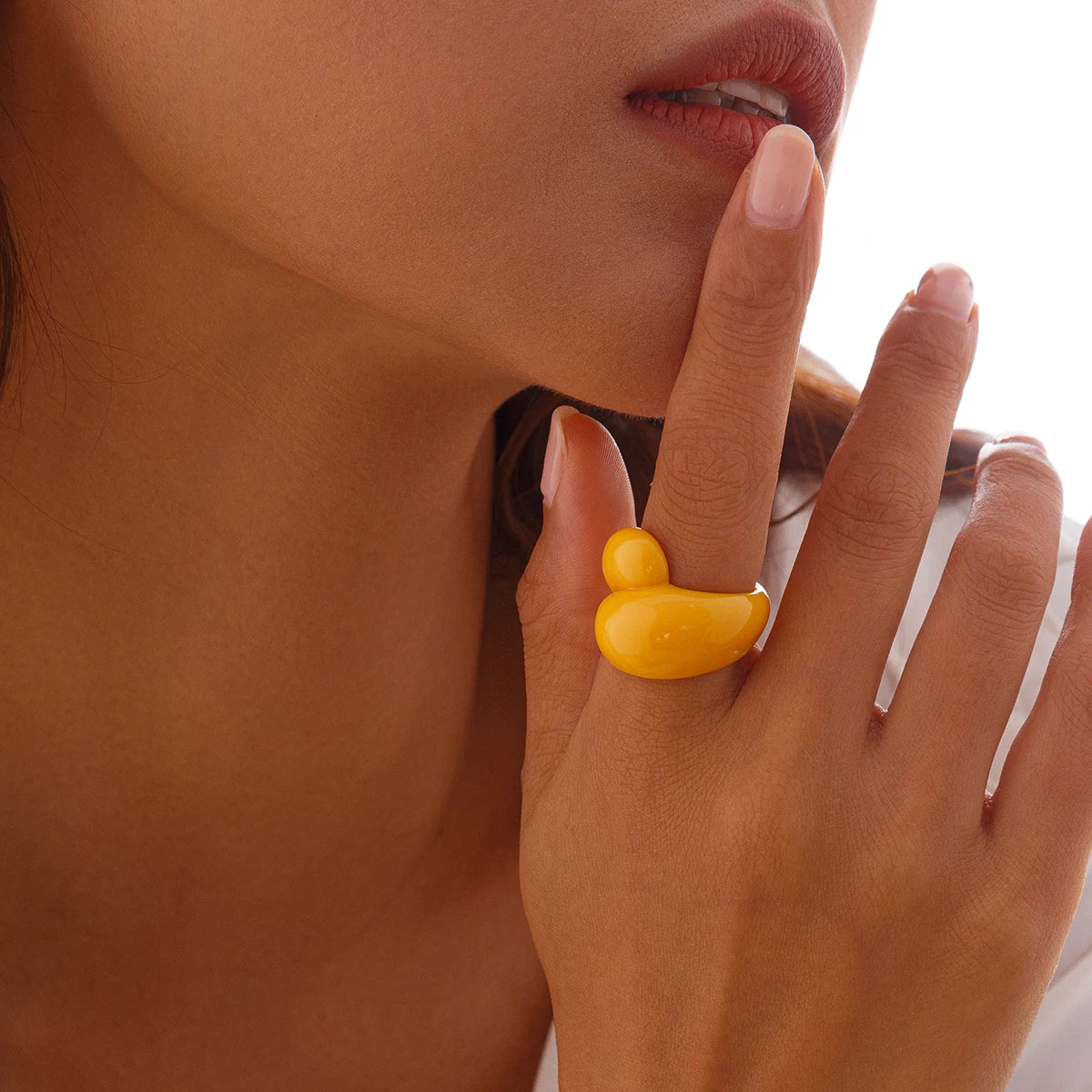 Multicolor Resin Water Drop Chunky Rings Women Boho Geometric Open Cuff Finger Rings Y2K Wed Jewelry Party Accessories