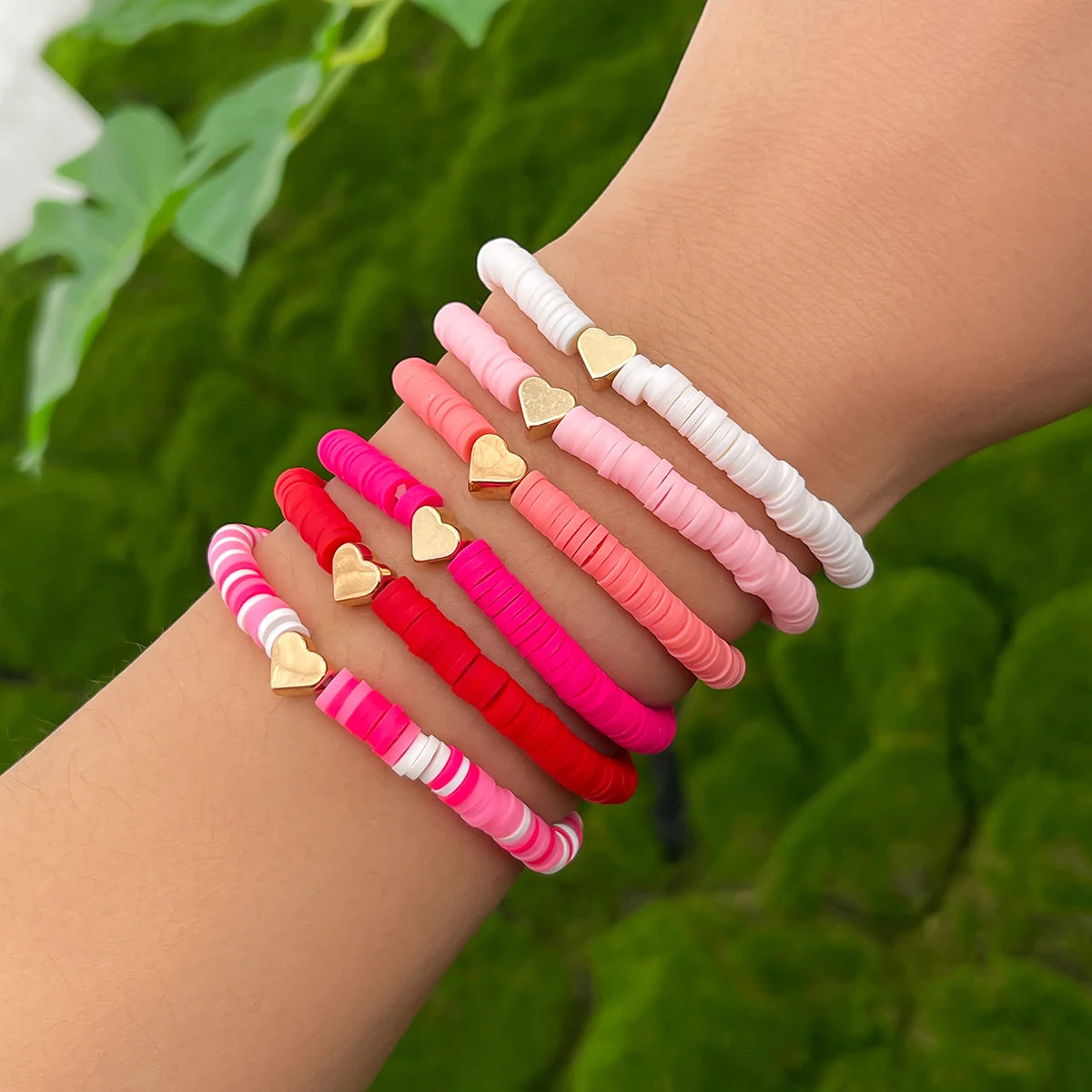 10 Styles Romantic Soft Ceramic Acrylic Beads Letter Chain Bracelet Boho Sweet Heart Bangles Y2K Aesthetics Jewelry New