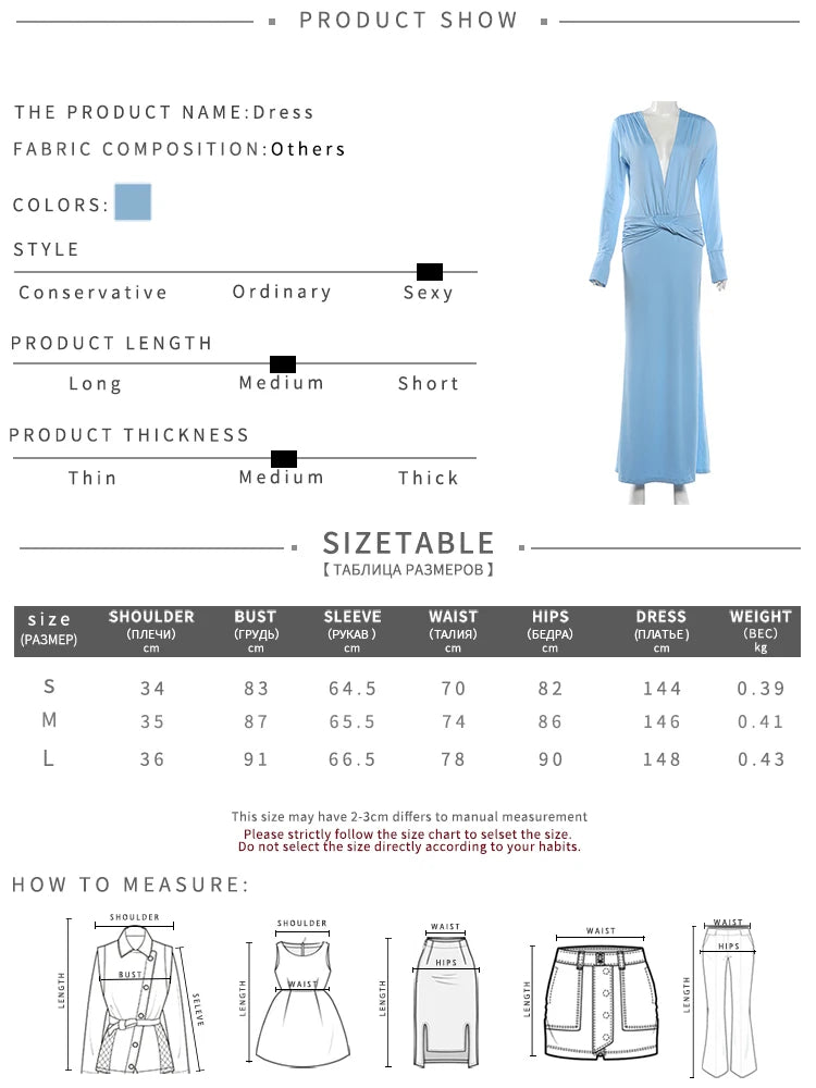 Autumn New Trend Casual Elegant Long Dress Woman Deep V-Neck Full Sleeve Ruched Shape Waist Daily Simple Style Vestidos