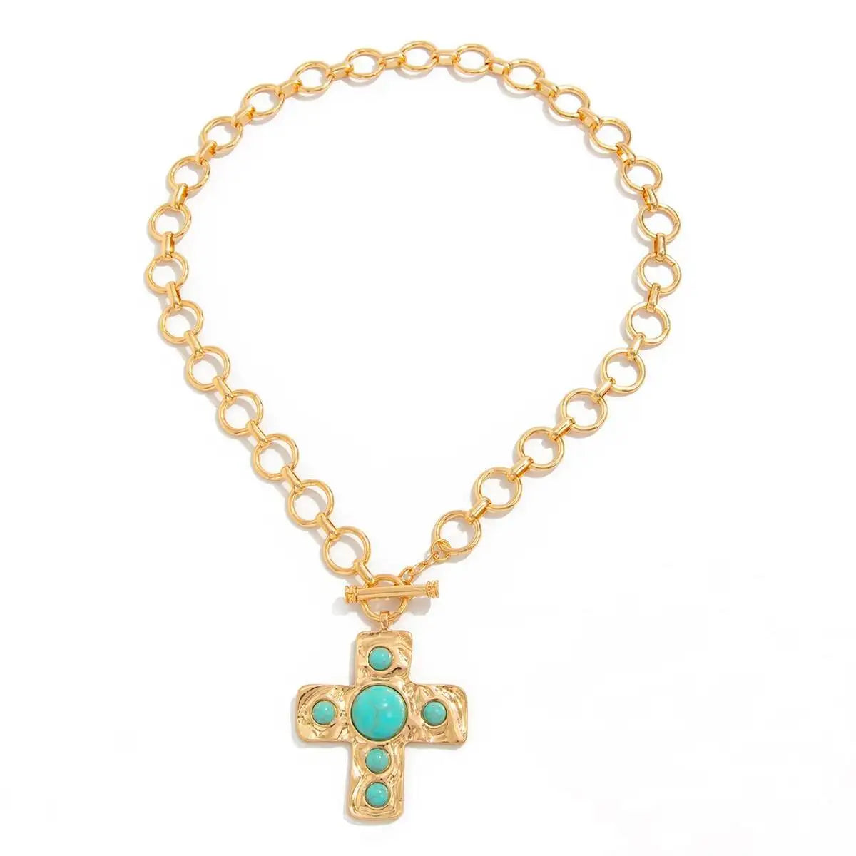 Vintage Large Jesus Cross Pendant Choker Necklace for Women New Trend Punk Metal Chunky Chain Neck Jewelry Accessories