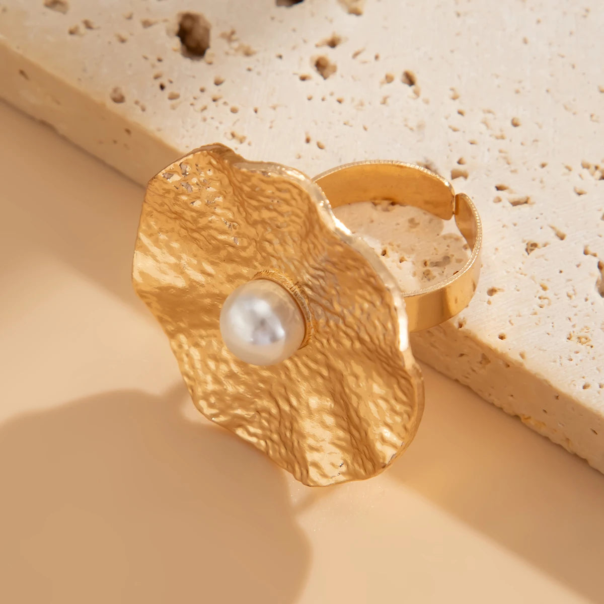 20 Styles Boho Unique Gold Color Petal Flower Rings for Women Punk Geometric Adjustable Rings Couple New Year Jewelry