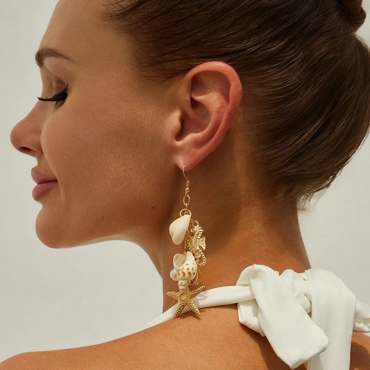 Y2K Boho Starfish Scallop Long Tassels Drop Earrings for Women Summer Beach Piercing Hanging Earrings Wedding Jewelry