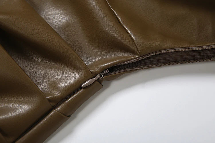 Furry Patchwork Mini Dresses WomanFaux Leather Skew Collar Full Sleeve Backless High Waist Fashion Classic Mini Bodycon