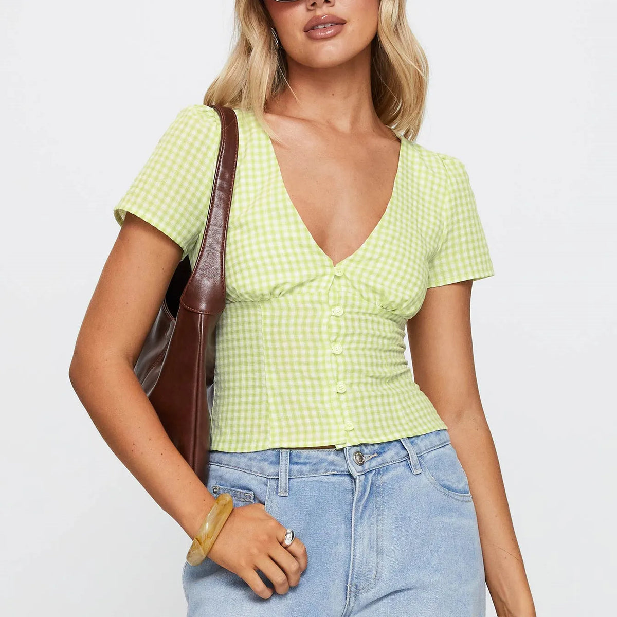Women Y2k Button Down Shirt Preppy Short Sleeve Lapel Collar Blouse 2025 Vintage Slim Fit Crop Top Summer Streetwear