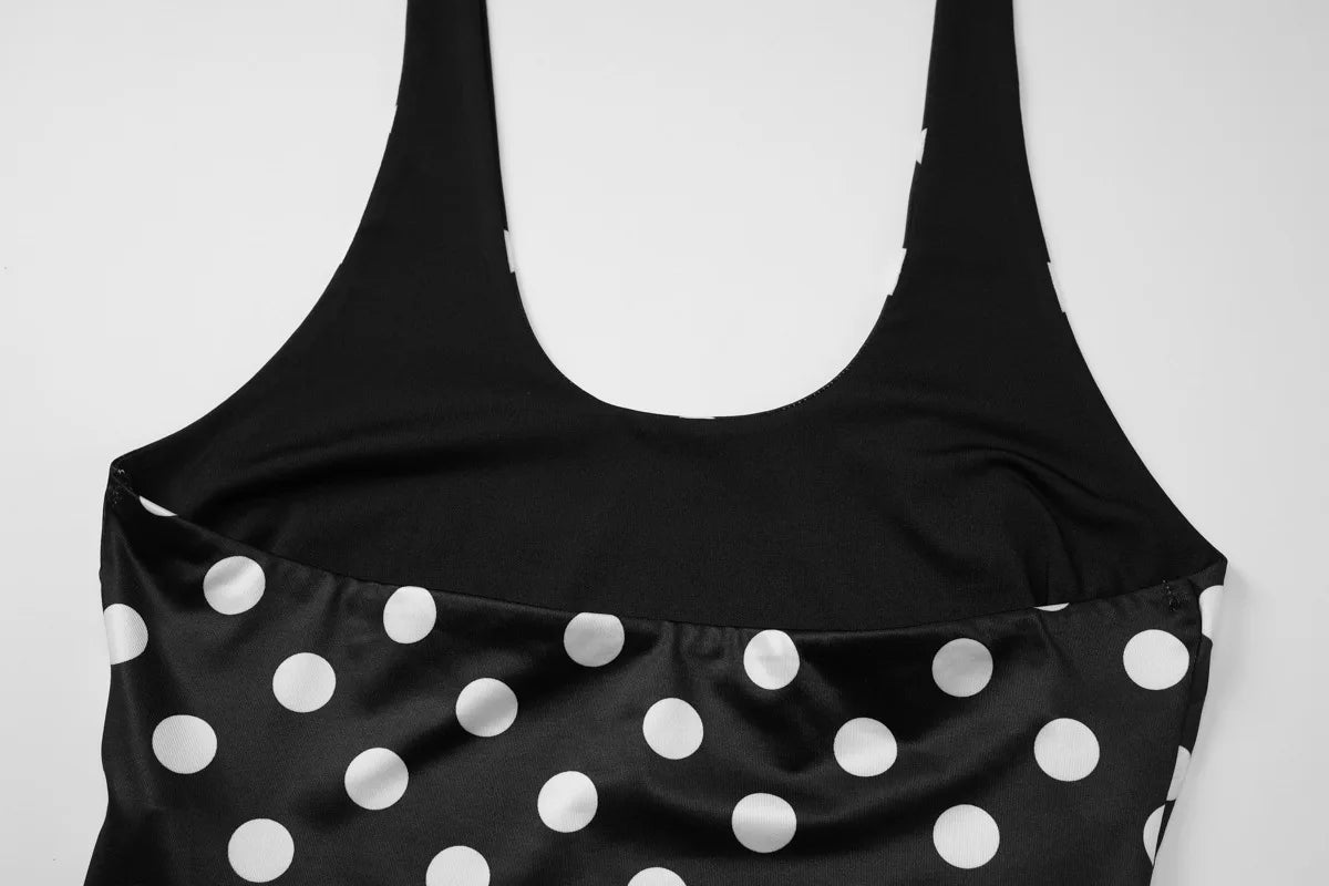 Black Polka Dot Print Backless Halter Tops for Woman Sexy Y2k Clothes 2026 Summer Cropped Tank Top