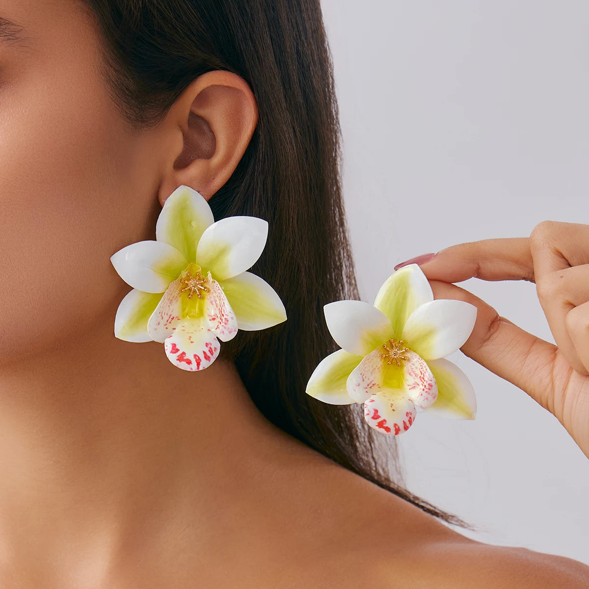 Y2K Boho Colorful Large Petal Flower Stud Earrings for Women New Trend Kpop Geometric Piercing Earrings Party Jewelry