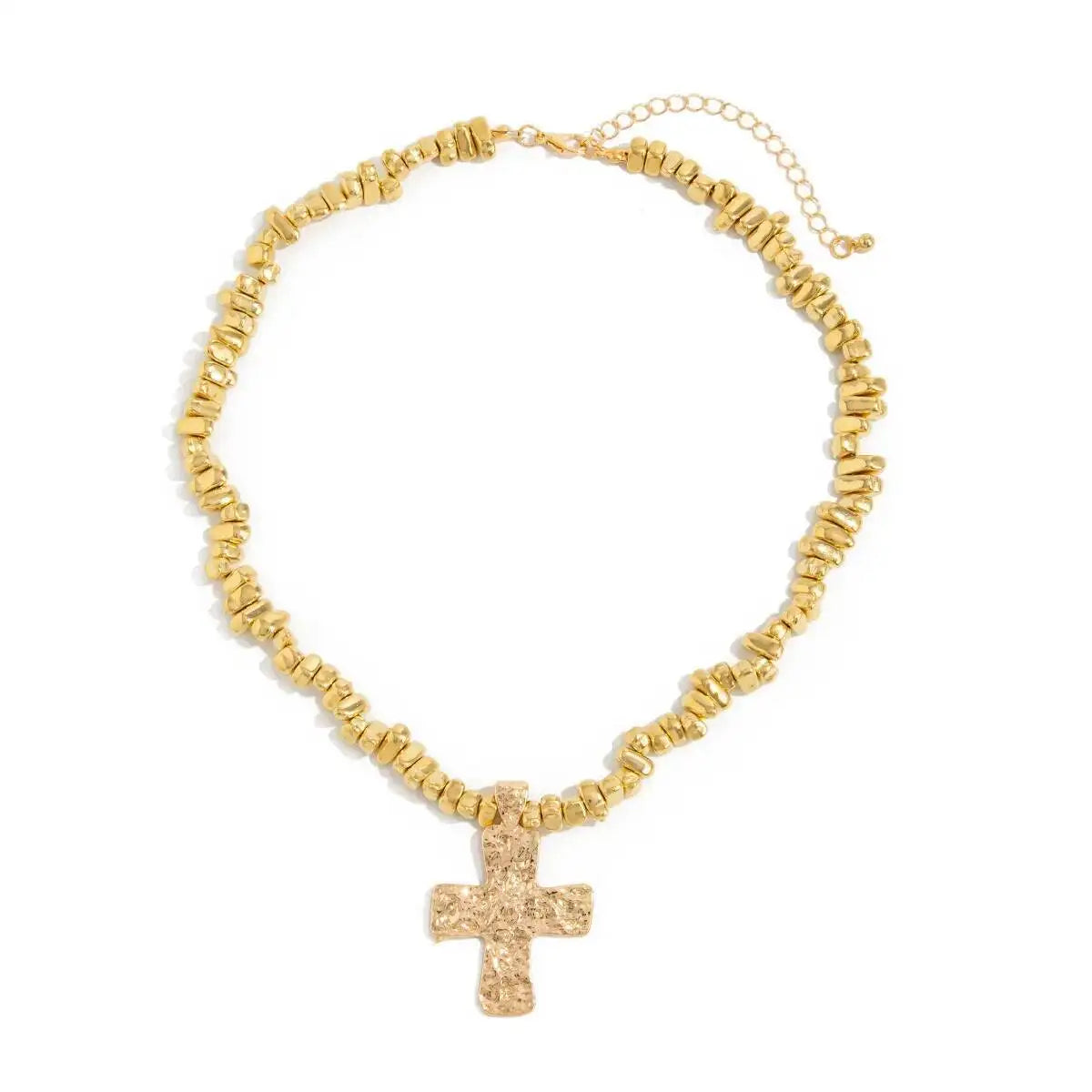 Vintage Irregular CCB Beaded Chain Necklace for Women Collares Goth Cross Jesus Pendant Choker Party Neck Jewelry Men