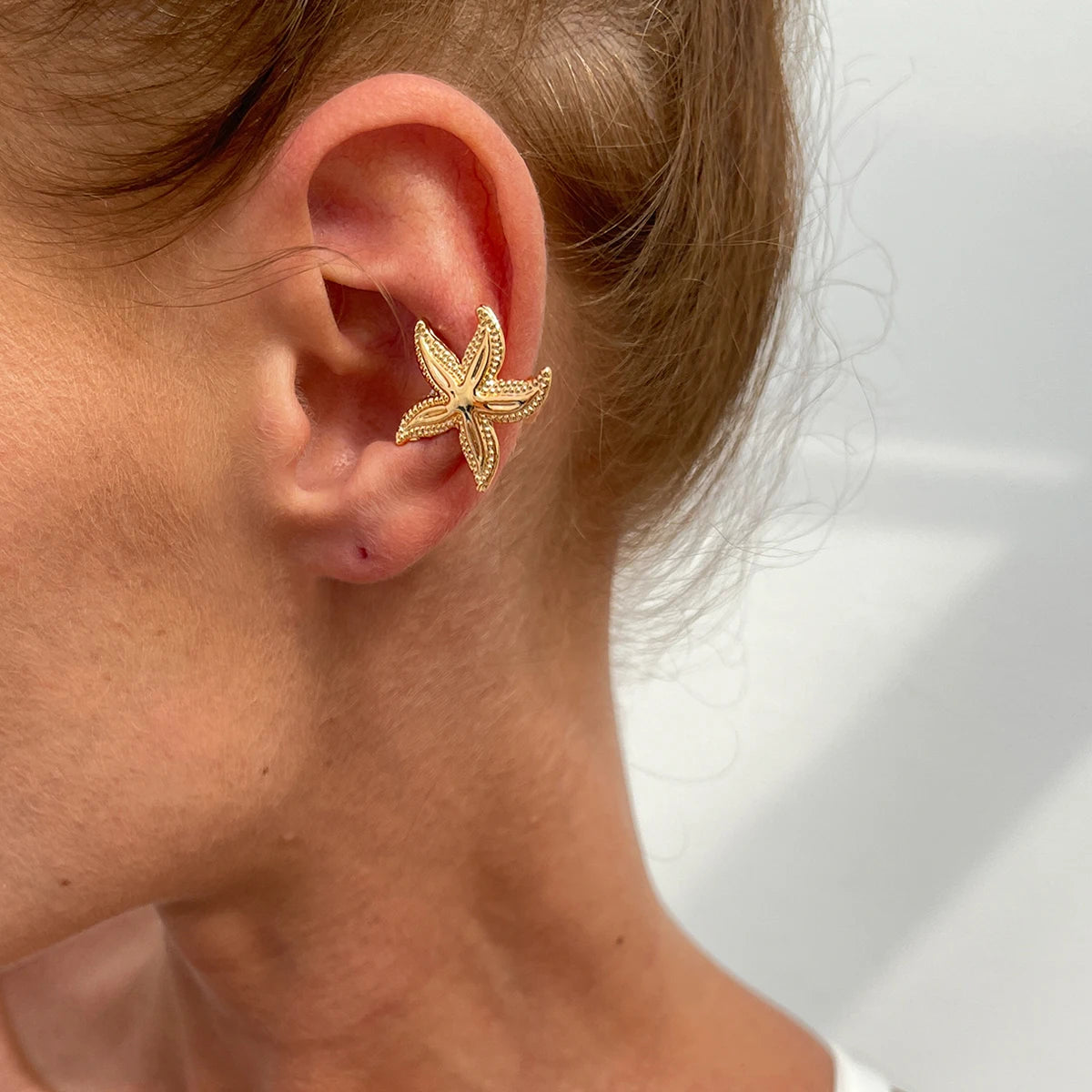 1PC Simple Metal Starfish Flower Ear Cuff for Women Non Piercing Fake Cartilage Moon Scallop Clip Earrings Jewelry Gift