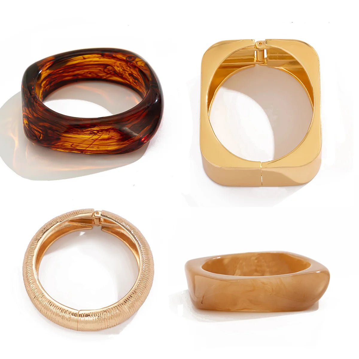 2025 Trendy Stacking Resin Bangles for Women Men Hip Hop Irregular Chunky Cuff Bracelets Charm Accessories Jewelry