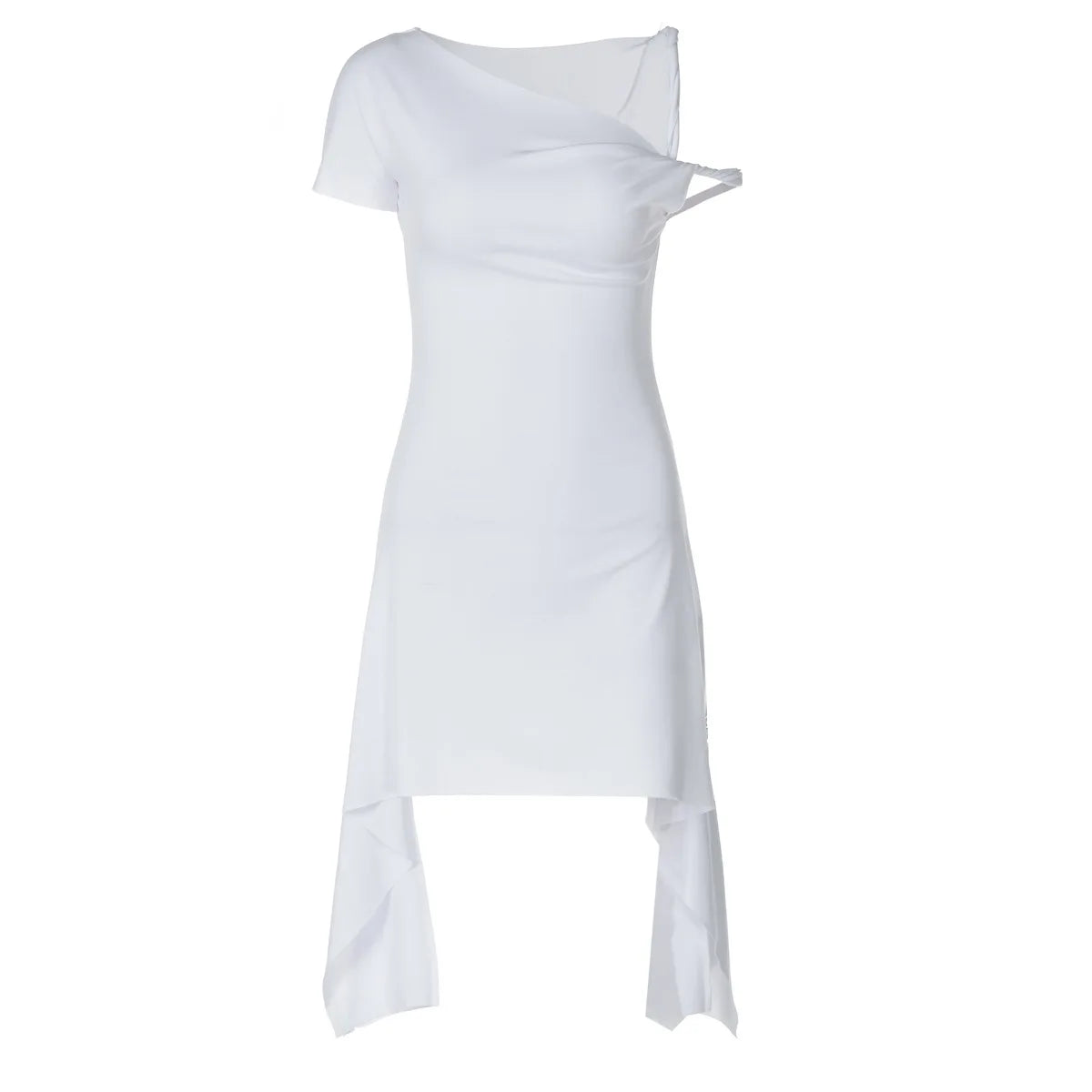 Asymmetrical Twisted One Shoulder Short Dresses Elegant Summer Dress Black White Sexy Club Wear for Women 2024