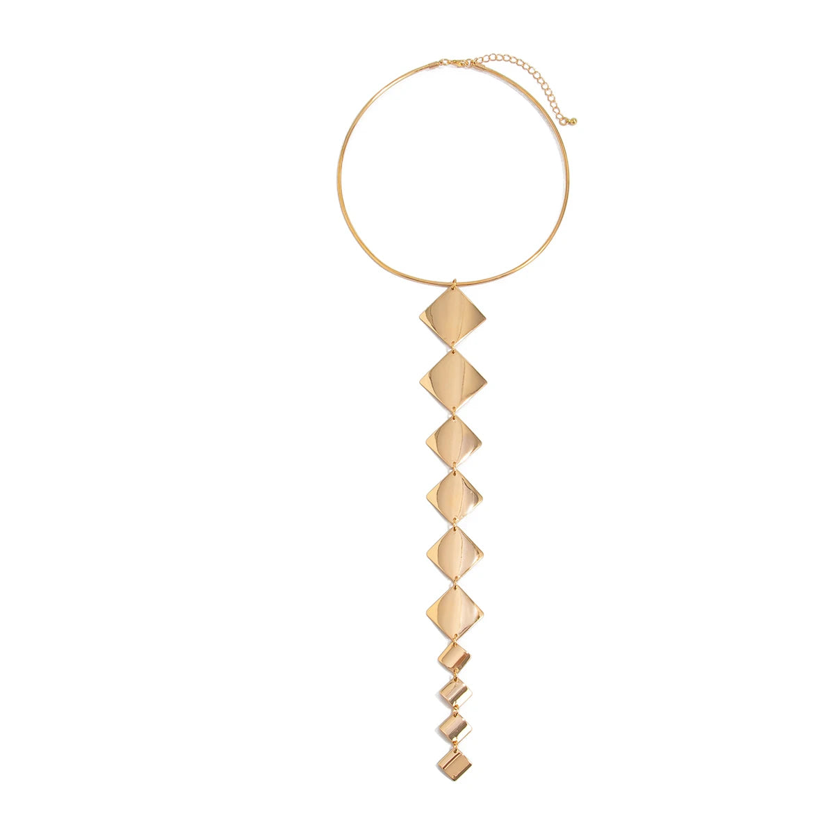 2025 Fashion Retro Square Long Tassels Pendant Necklace Women's Creative Minimalist Geometric Party Banquet Jewelry