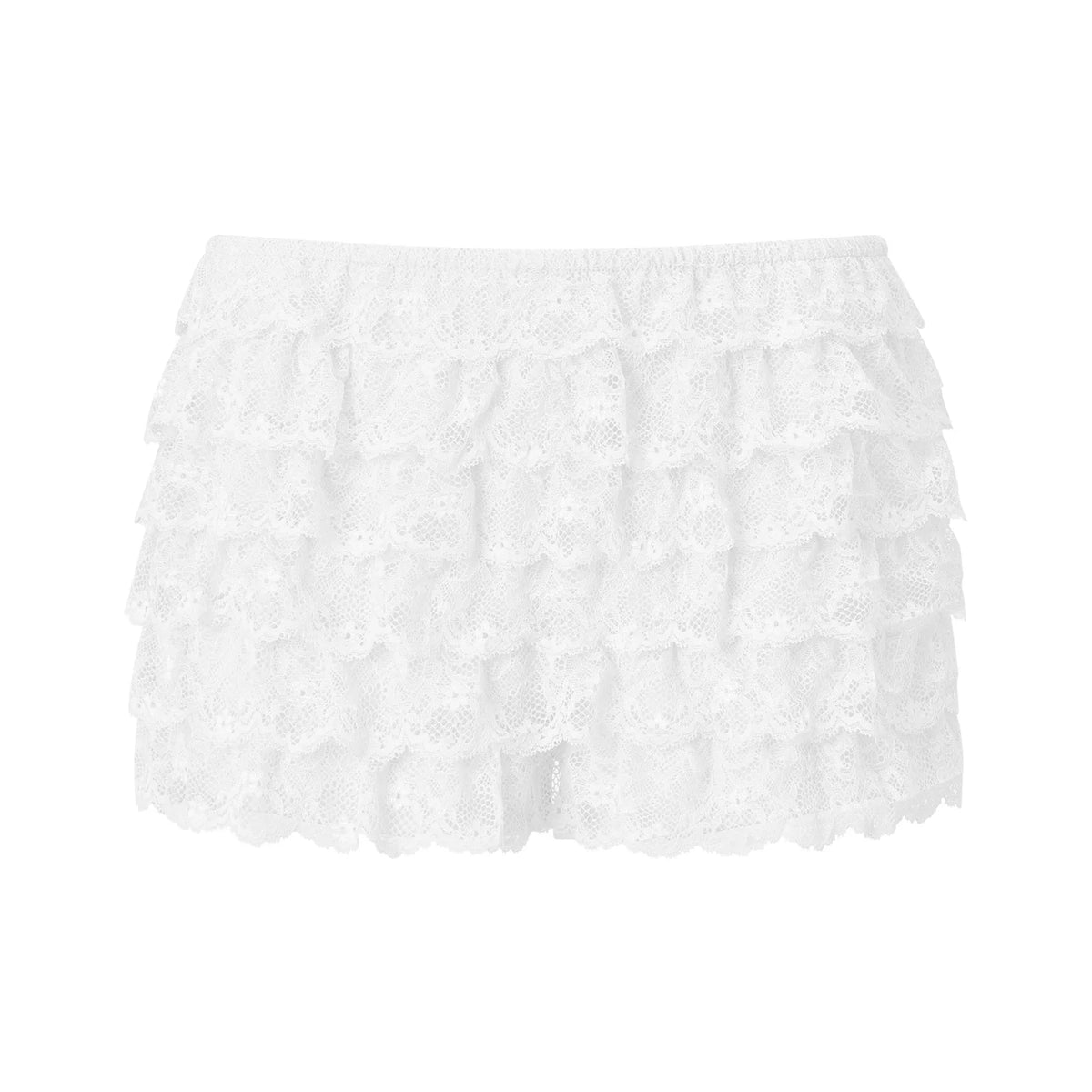 Womens Multi Layer Ruffle Lace Bloomers Elastic Waist Scalloped Lace Shorts Beach Holiday Daily Wear Cute Casual Bottoms