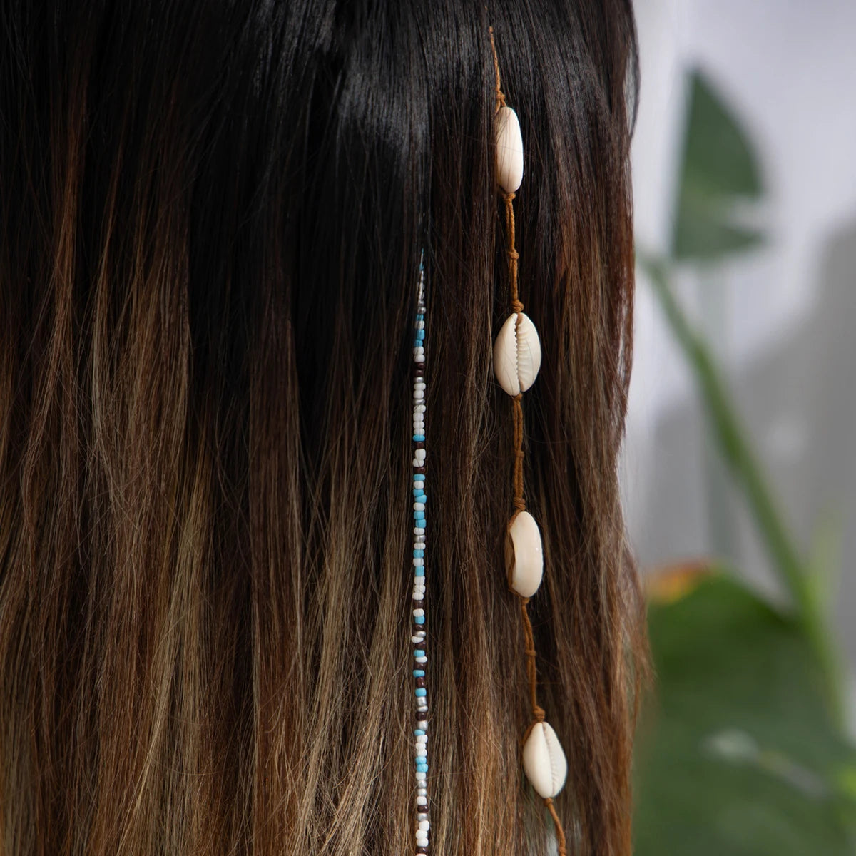 2Pcs/Set Beach Conch Long Tassel Chain Headdress Hair Accessories For Women Trendy Rice Beads Pendant Hairwear Jewelry