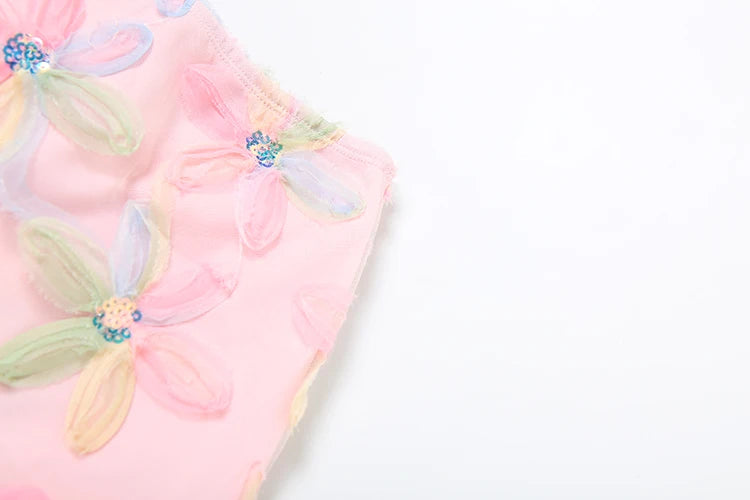 Colorful Flowers Skirts Women Sequins Patchwork Mesh Summer Trend Sweet Street Party Casual Holiday Chic Mini Bottoms