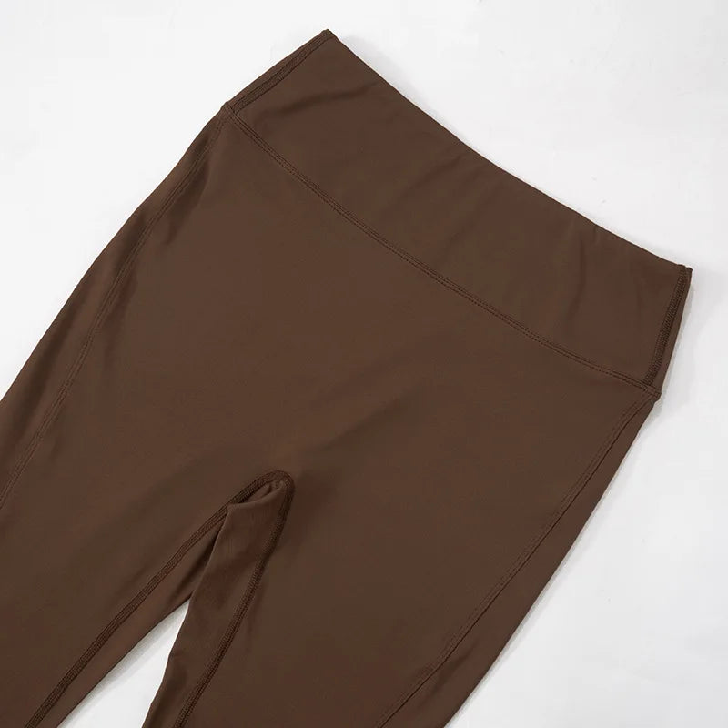 Brown Sweatpants Women Clothes Elastic High Waist Split Flare Pants Casual Sporty Trousers