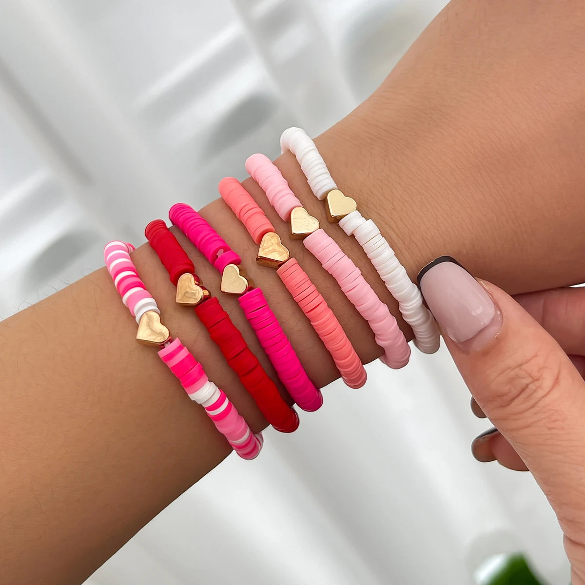 10 Styles Romantic Soft Ceramic Acrylic Beads Letter Chain Bracelet Boho Sweet Heart Bangles Y2K Aesthetics Jewelry New