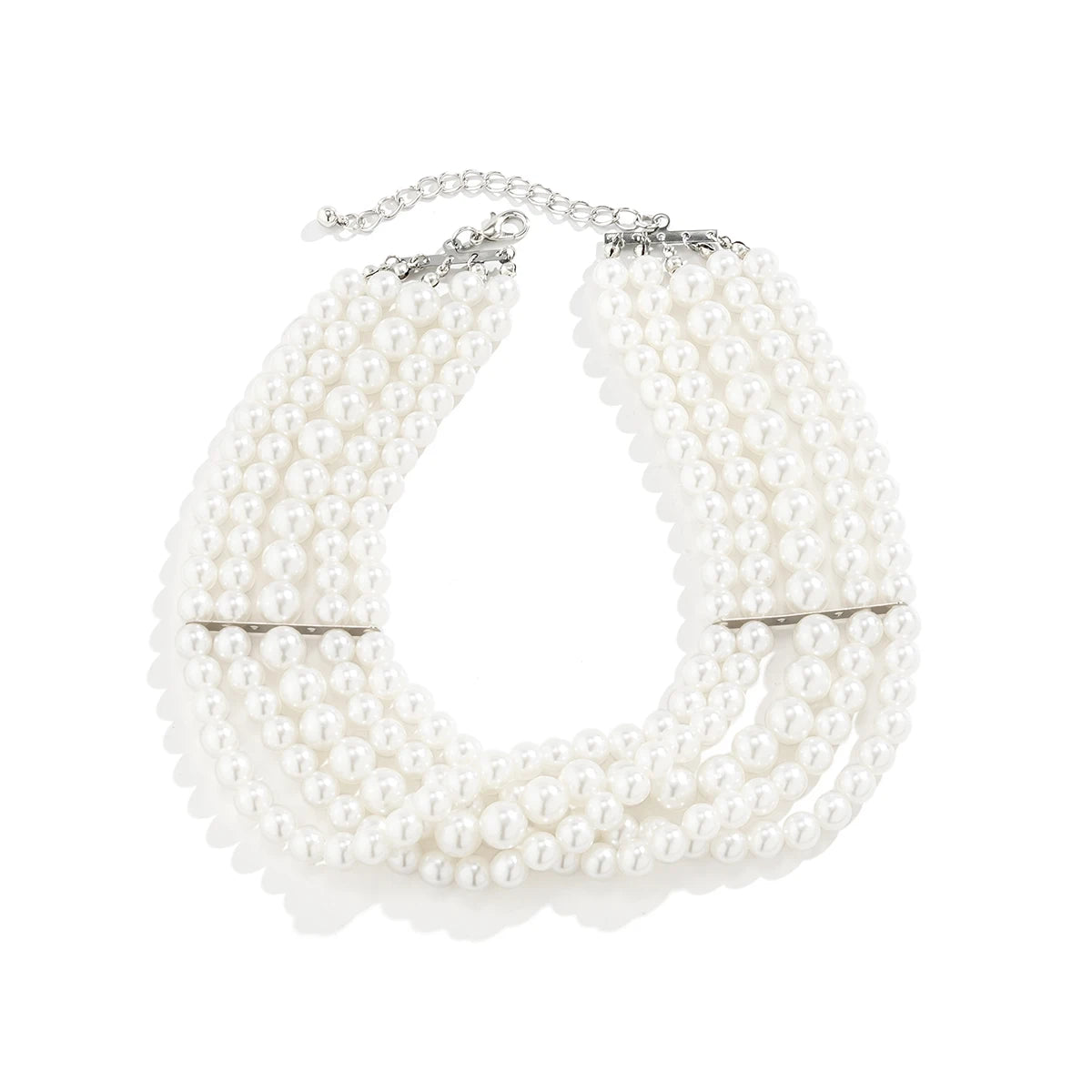 Vintage Imitation Pearl Multi-Layer Necklace Oval Beasds Choker Elegant Collar for Women's Chain Jewelry Accessories Party Gift