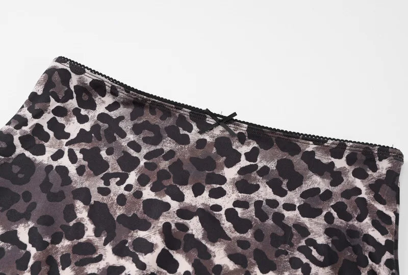 Leopard Print Lace Trim Cami Top and Long Skirt Set Summer Sexy Outfit Two Piece Sets Trendy Clothes