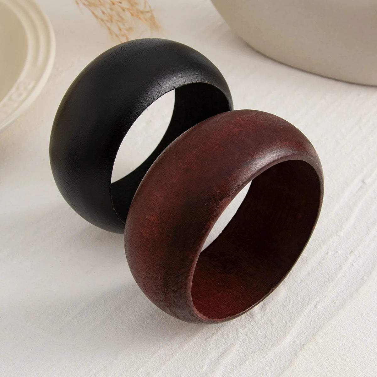 Vintage Retro Irregular Wood Bangles for Women Fashion Statement Creative Geometric Chunky Bracelets Couple Jewelry New