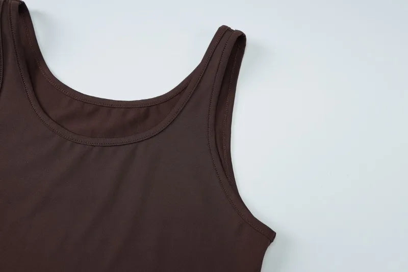 Two Piece Outfits Woman Elegant Sleeveless Crop Top and Long Skirts Matching Sets