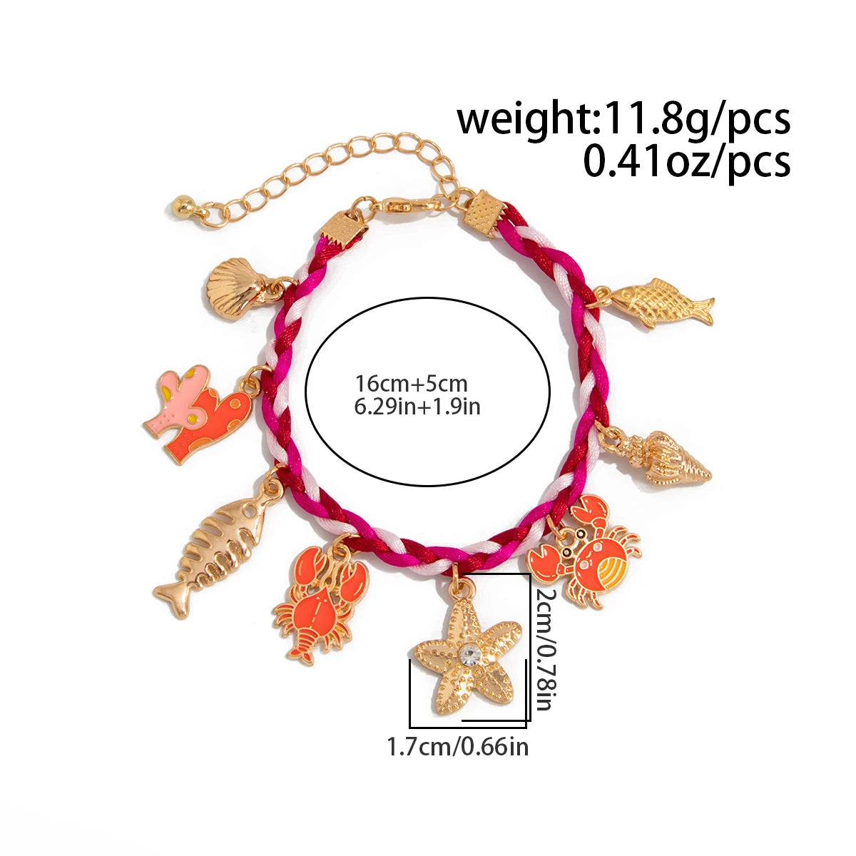 2025 Fashion Starfis Conch Fish Crab Shrimp Pendant Bracelet Unique Retro Braided Rope Chain Bangles Charm Jewelry Gift