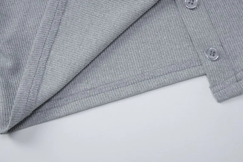 Casual Ribbed Knitted 2 Piece Set Long Sleeve Cardigan Top Shorts Brunch Outfits 2026 New in Matching Sets