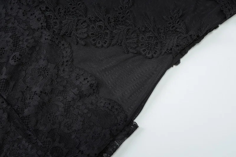 See Through Lace Trim Mesh Sexy Date Nights Dresses Black White Spaghetti Strap Backless Mini Dress Club Wear