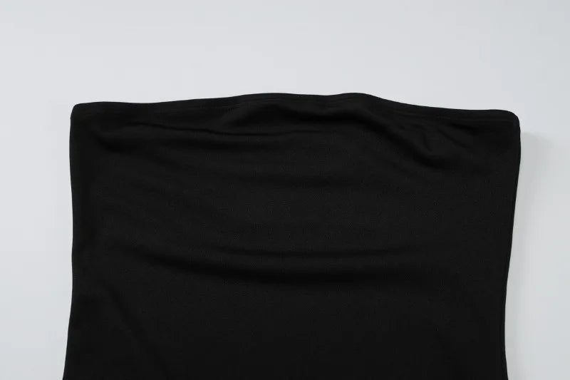 Strapless Backless A Line Maxi Long Dresses Patchwork Black Dinner Dress Women Elegant Evening Gown