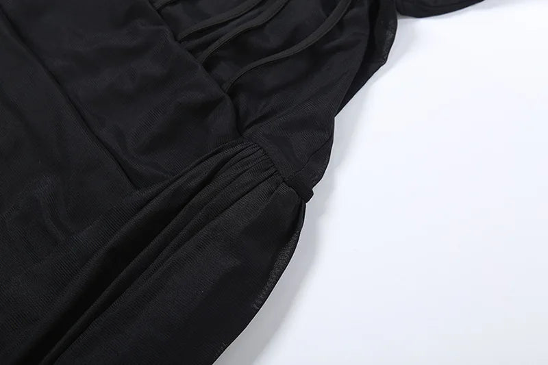 Black Halter Neck Mini Dress Woman Clothes Sexy Club Outfits Going Out Mesh Sheer Dresses New Arrival 2026