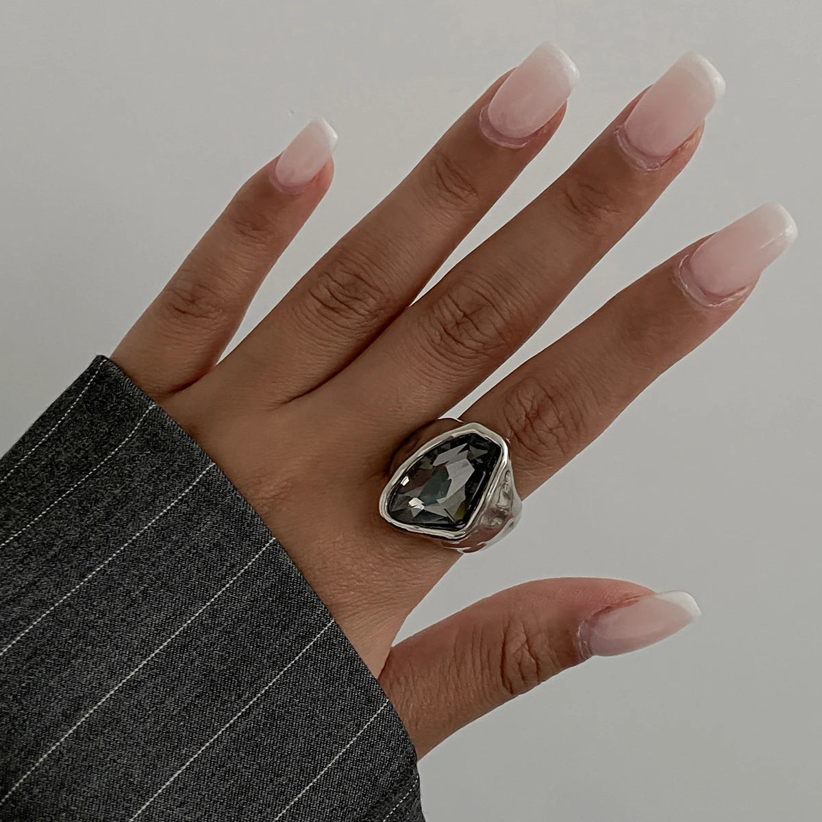 7 Styles Goth Crystal Open Ring for Women 2026 New Trend Geometric Adjustable Knuckle Rings New Year Party Jewelry Gift