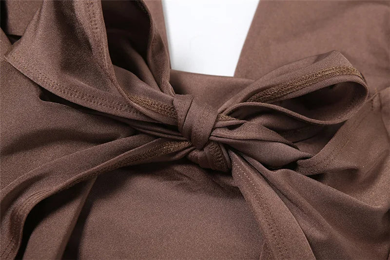 Two Piece Set for Woman Cowl Neck Backless Halter Top and Shorts Club Wear Sexy Summer Outfits 2025