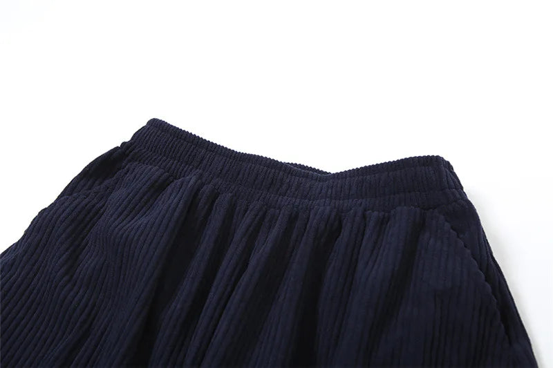 Corduroy Street Wear Pants Elastic High Waisted Wide Leg Trousers Womens Clothing Baggy Winter Sweatpants
