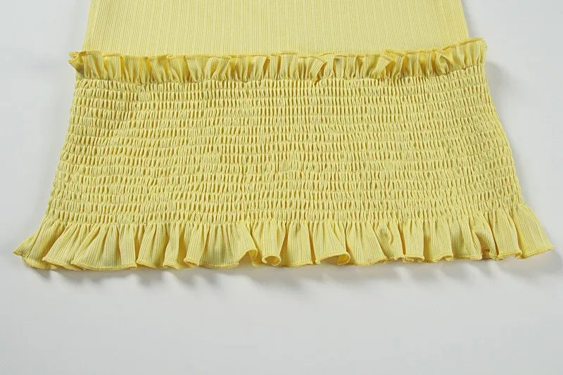 Ruffled Long Sleeve Maxi Dress Elegant Yellow Dresses for Woman Brunch Outfits Winter