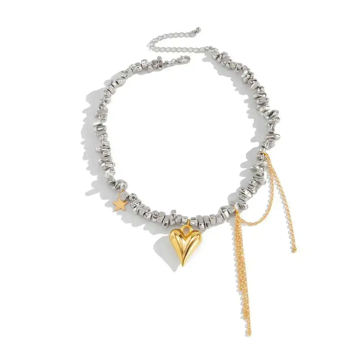 2025 Trendy Love Heart Pendant Necklace for Women Vintage Elegant Irregular CCB Beaded Choker Necklace Charm Jewelry