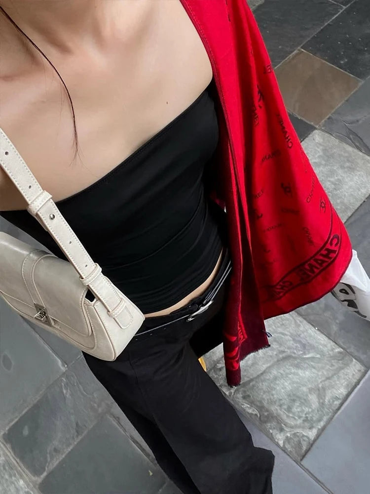 Tube Tops Women Simple Y2K Backless Simple Vacation Classic Street Versatile Daily Hottie Summer Fashion Casual Vest