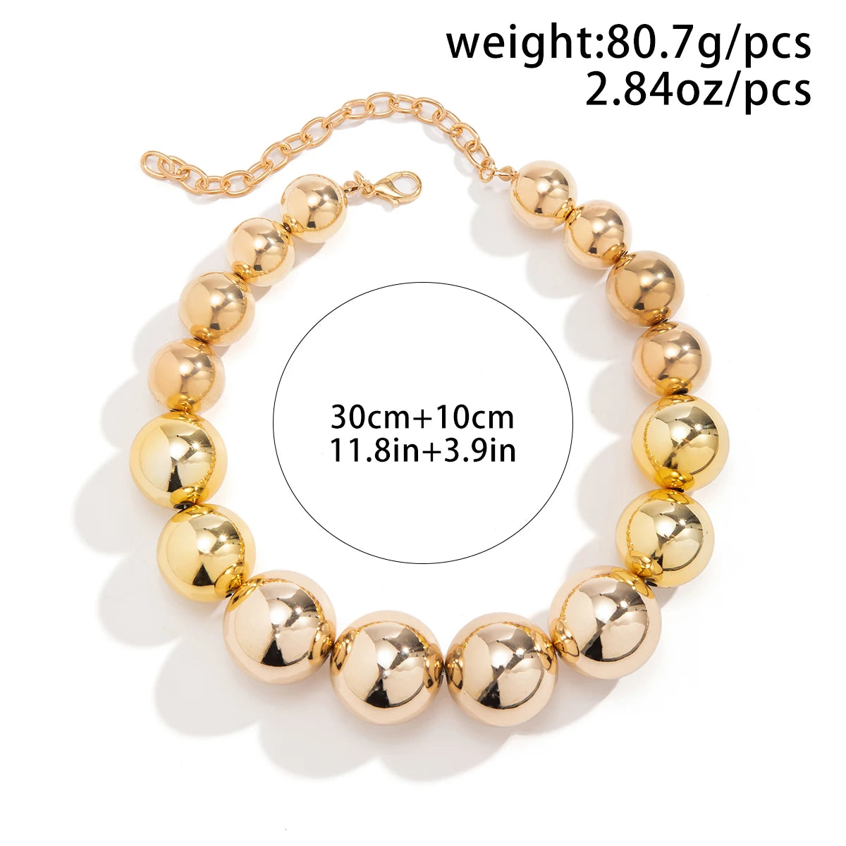 Exaggerated Acrylic CCB Big Ball Bead Chain Necklace for Women Punk Chunky Heavy Gold Color Short Choker Party Jewelry Steampunk
