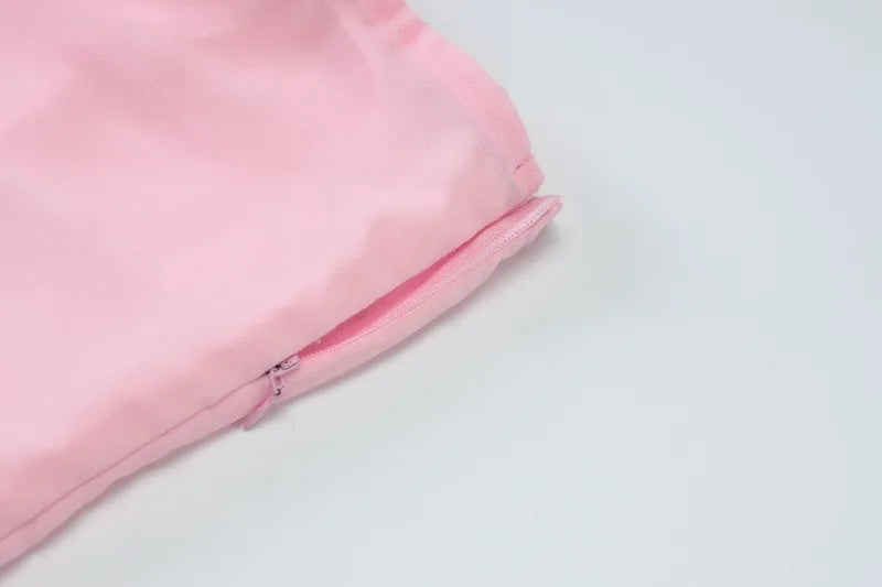 Pink Mesh Layered Dress Woman Elegant Strapless Backless Mini Dresses Sexy Birthday Party Outfits Summer 2025