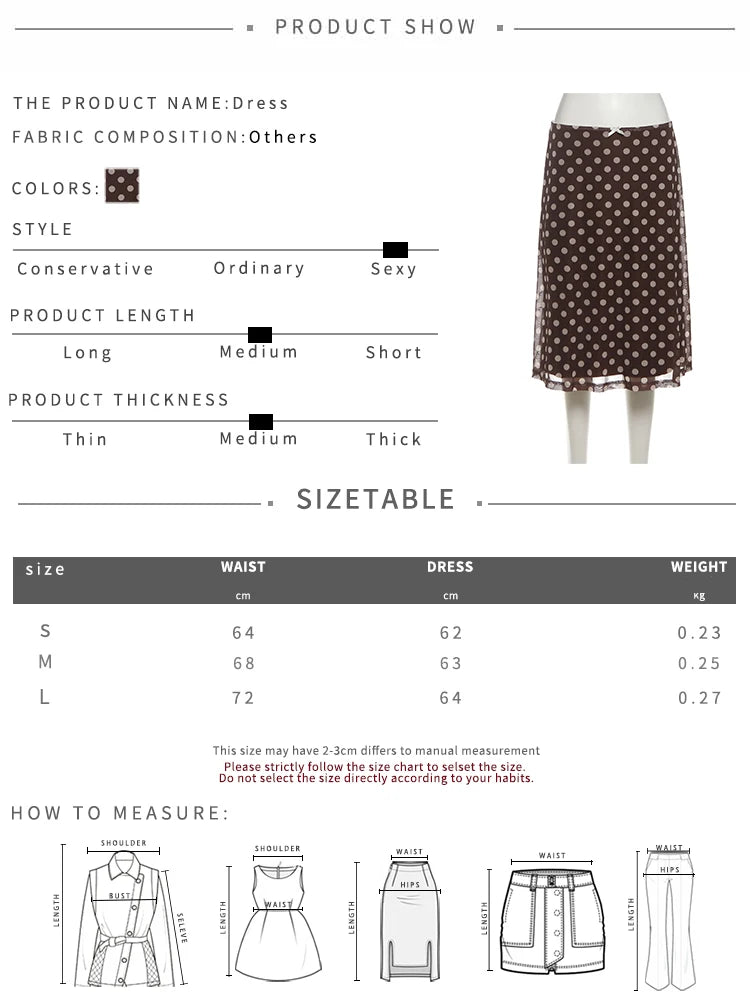 Polka Dot Print 3-Piece Set Women Scarf+V-Neck Camisole+Irregular Mid Skirts Matching High Street Sweet Elegant Suit