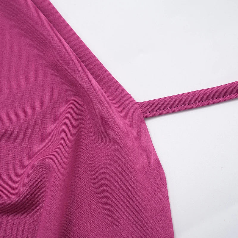 Sexy Summer 2-Piece Set Women Halter Deep Swing Collar Backless Camisole+Shorts Matching Sexy Clubwear Skinny Outfits