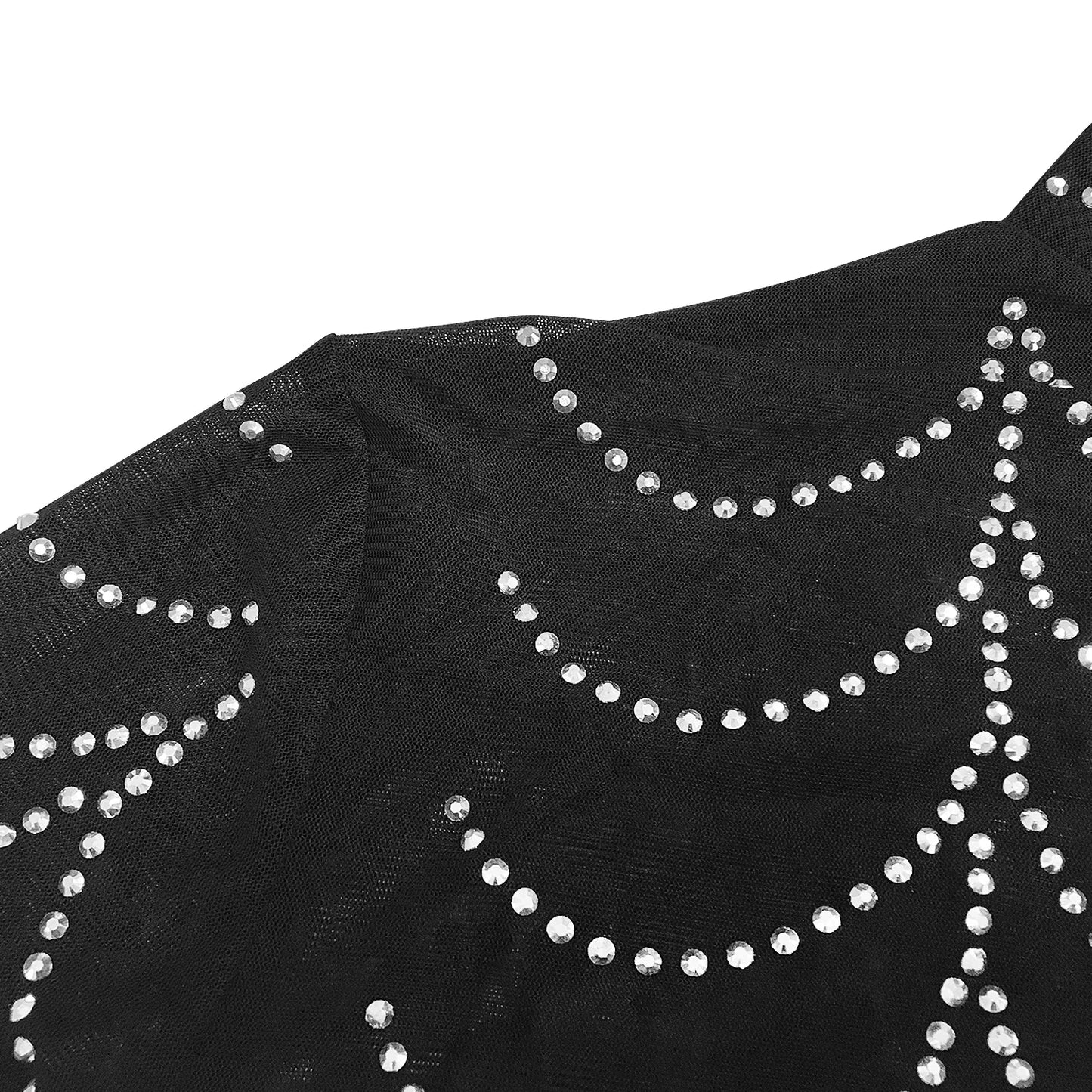 Mesh See Through Long Dress Women Rhinestones Decoration Full Sleeve Skinny Wrap Hip Midnight Sexy Coquette Vestidos